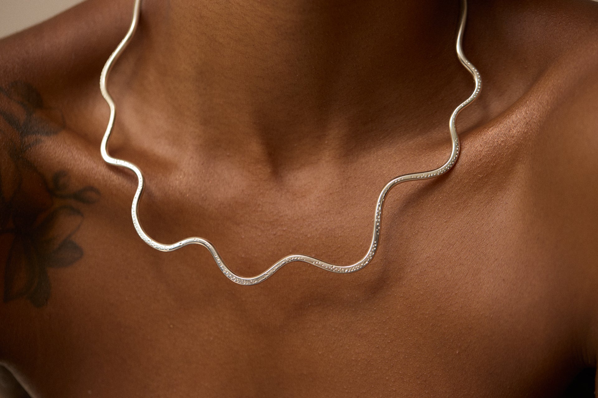 Drops Wave Silver Necklace